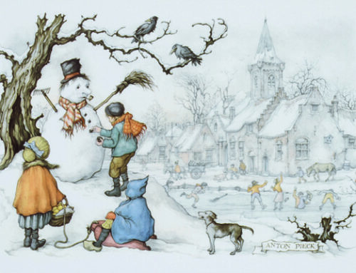 Kerstkaart Sneeuwpop